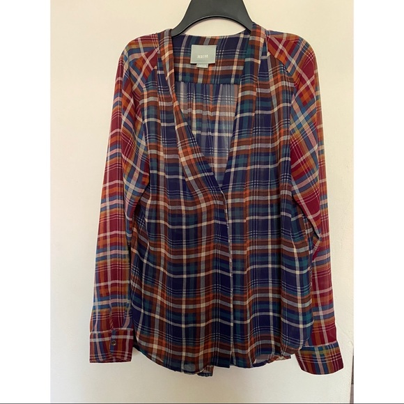 MAEVE plaid sheer blouse top size XS - Picture 1 of 4